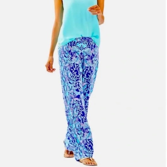 Lilly Pulitzer Bal Harbour Palazzo Pants in Lapis Lazuli Women Small - Picture 1 of 11